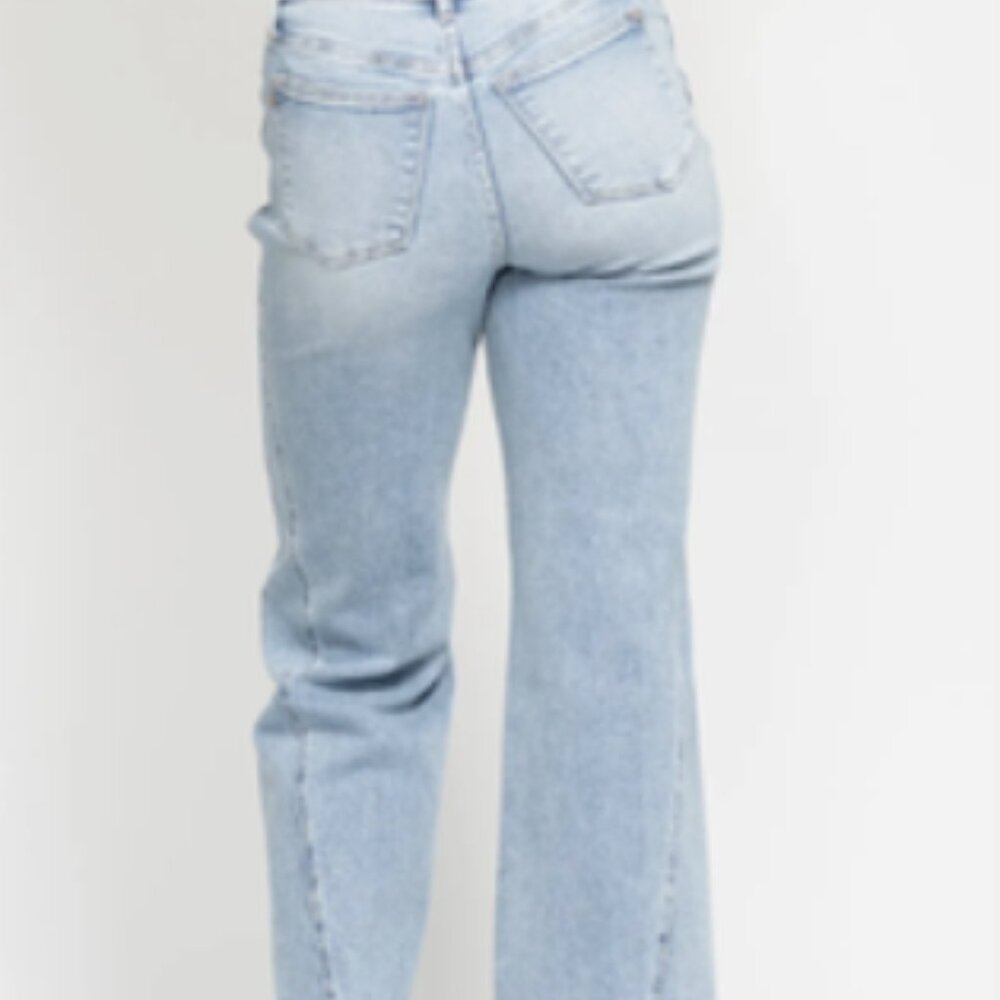 💙 Judy Blue High‑Rise Wide Leg Jeans — Light Wash — Women’s Retro - Picture 2 of 3